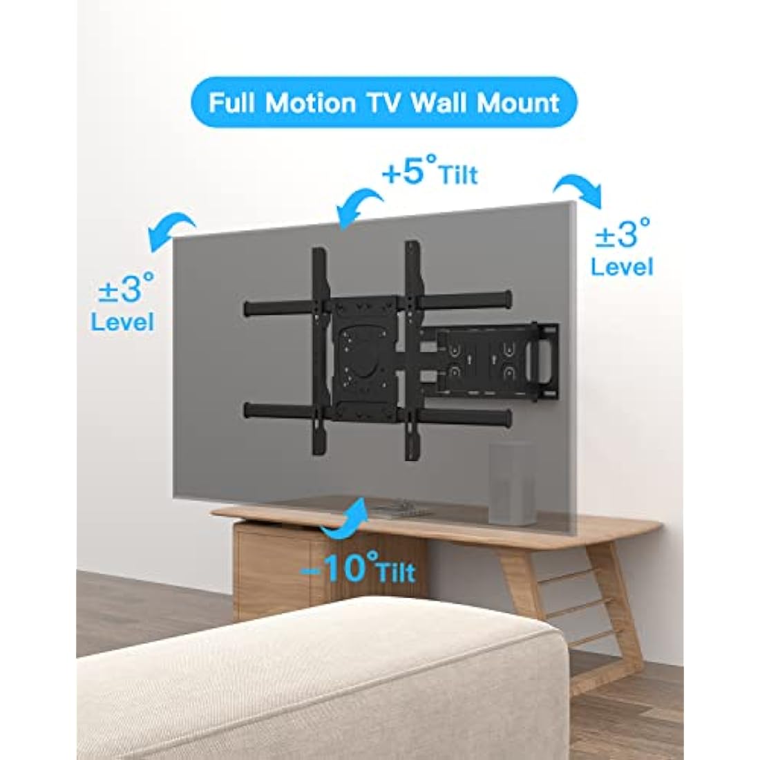 TV Wall Bracket Mount WHYFONE Long Reach TV Wall Bracket with 650mm Smooth Extension, Swivel Tilt Extend Corner TV Wall Mount Bracket for 32-70 Inch Flat & Curved TVs up to 35kg, max. VESA 600x400mm