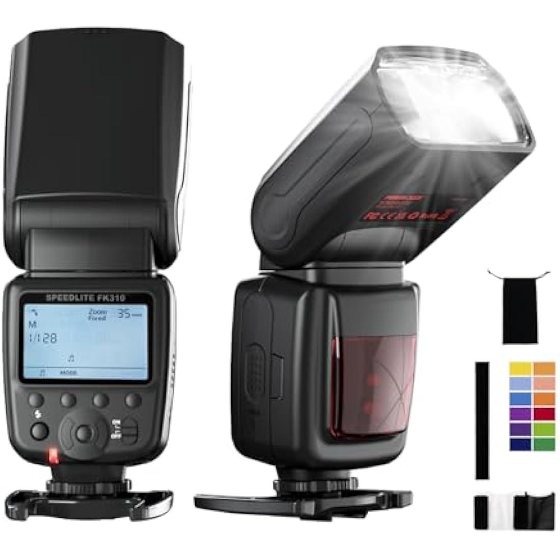 PHOTOOLEX LCD Flash Speedlite for Canon Nikon Sony Panasonic Olympus Fujifilm Pentax and Other DSLR Cameras and Digital Cameras Speedlight with Standard Hot Shoe for Studio Photography Photoshoot