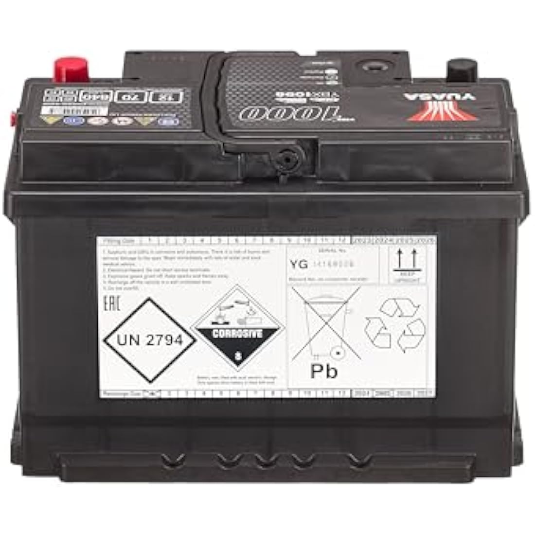 Yuasa YBX1096 12V 70Ah 640CCA Sealed Maintenance Free High Performance Car Battery