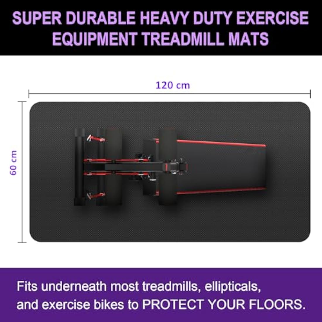Treadmill Mat, Exercise Equipment Mat Heavy-Duty Protective Floor Mat for Under Stationary Bike, Spin Bike, Fitness Equipment