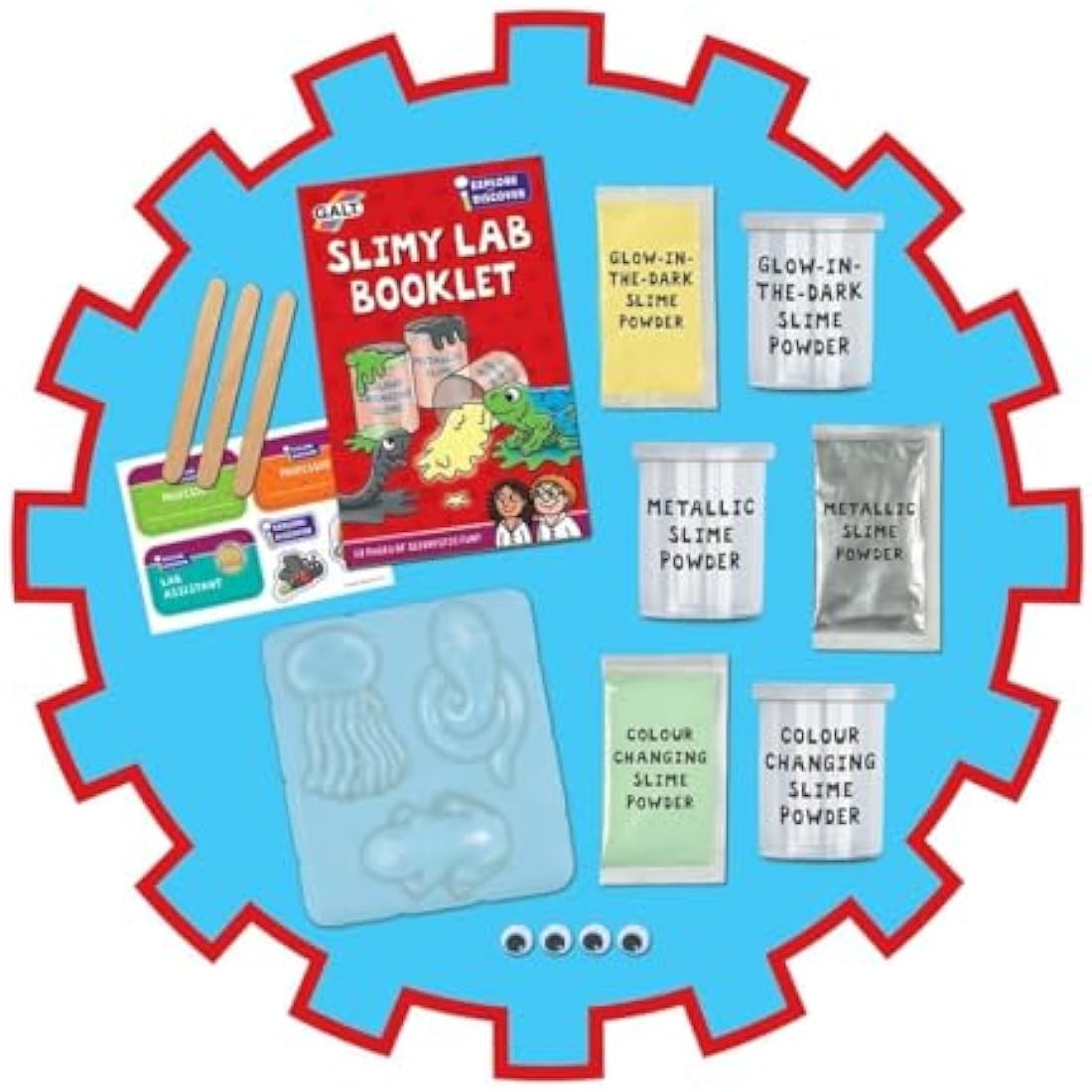 Galt Slimy Lab-Explore and Discover Science Slime Making Kit with 4 Fun Experiments from Glow in the Dark to Slime Creatures-Educational STEM Science Kit,Slime Kit for Boys and Girls Ages 5 Years Plus