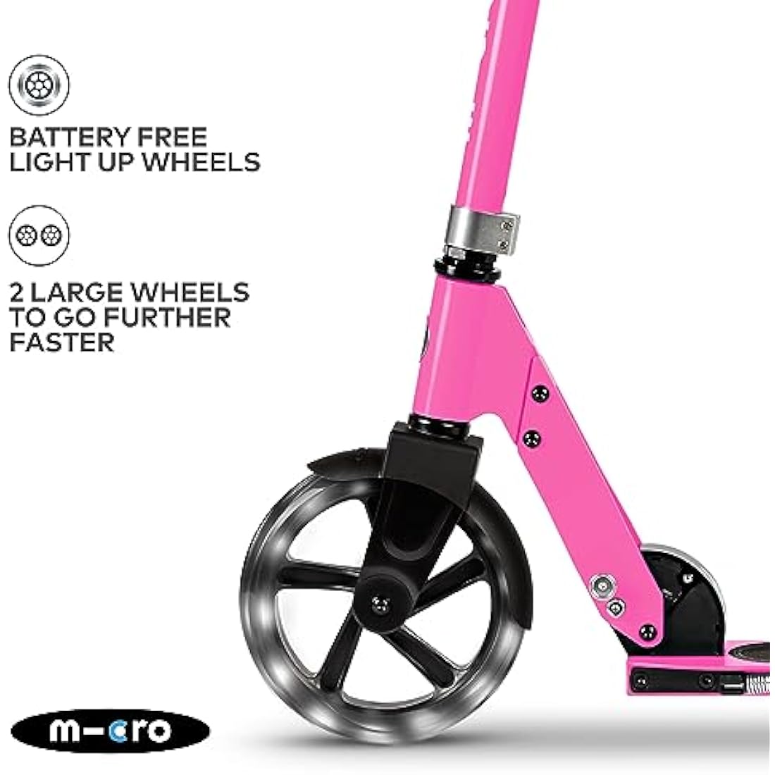 Micro Scooters | Cruiser LED Children's Scooter | Handlebar Adjustable | Lightweight | Light Up Wheels | Foldable | Kickstand | 6-12yrs | Boys & Girls