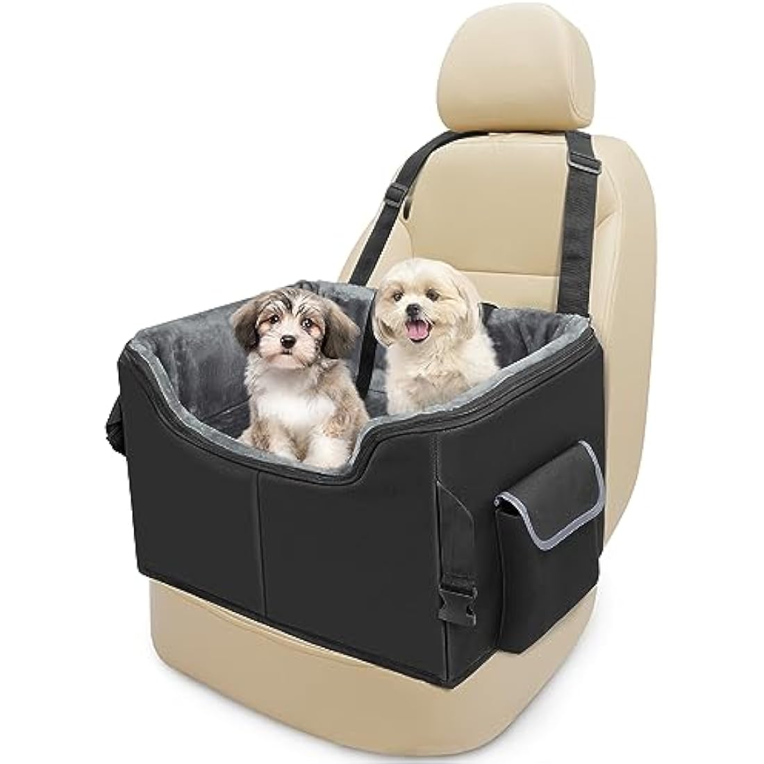 Babenest Dog Booster Car Seat, Extra Stable Pet Booster for Small to Medium-Sized Dogs Cats with Safety Leash, Washable Puppy Travel Car Seat Protector with Storage Pocket for Back Front Seat(M Black）