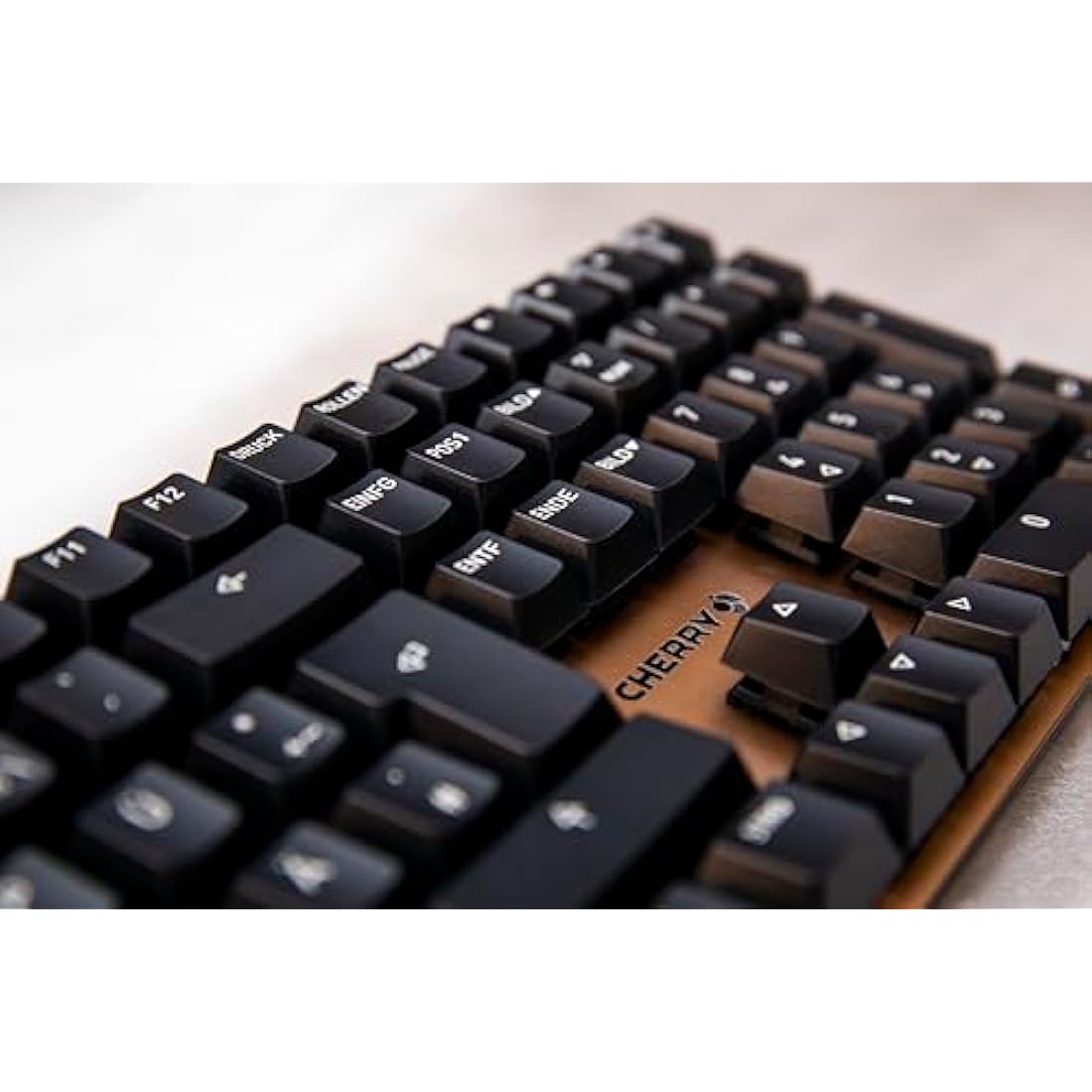 CHERRY KC 200 MX, Mechanical Office Keyboard with Anodised Metal Plate, UK Layout (QWERTY), Wired, MX2A BROWN SWITCHES, Bronze/Black