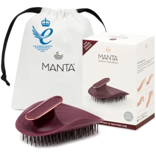 Manta Original Anti-Breakage Hairbrush – Best Detangling & Flexible Brush for Healthy, Thinning & All Hair Types, Gentle Hair Care for Women & Men, Burgundy