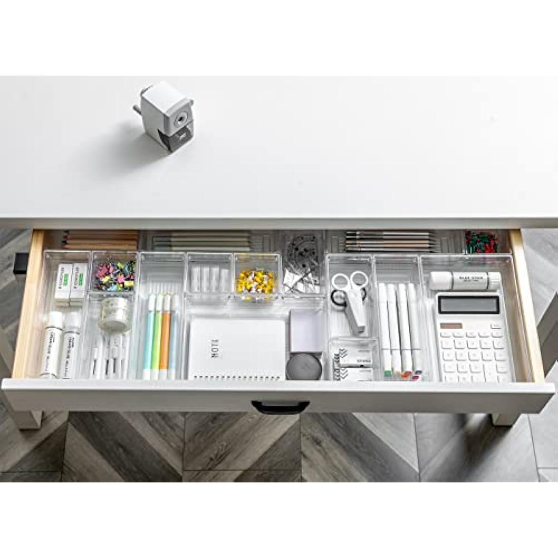 DCA 25 PCS Clear Plastic Drawer Organizer Tray, Bathroom Organizers and Storage Bins for Makeup, Kitchen Utensils, Jewelries, Gadgets, Office Desk
