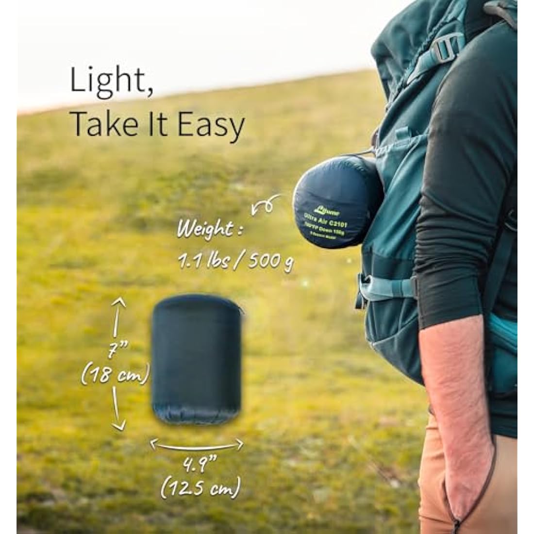 Litume Ultra Compact Sleeping Bag for Summer and 3 season 700+ Fill Power Down, Ultra-Lightweight and PortableMummy Sleeping Bag, 6-20°C/3-15°C Sleep Sack for Hiking Traveling Camping Backpacking