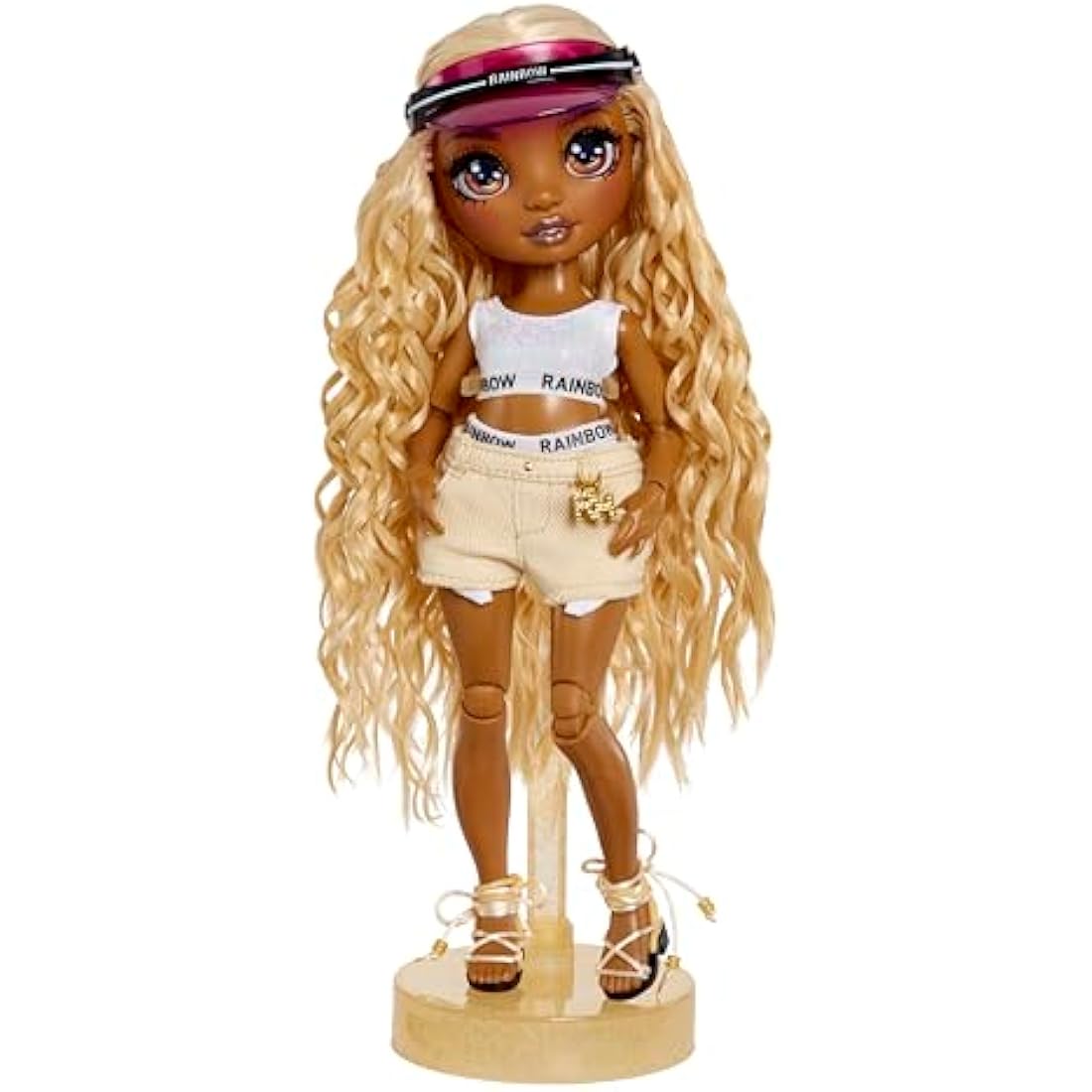 Rainbow High 578376EUC Pacific Coast-Harper Dune-Sand Fashion Doll with Outfit, Interchangeable Legs, & Display Stand-Includes Towel, Tote Bag, & More-Gift & Collectable for Kids Ages 6+ 578376