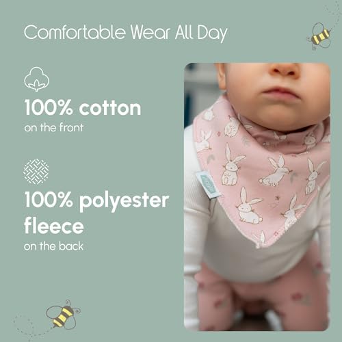 Ziggle - Bandana Dribble Bibs - Cotton Front Baby Bibs Newborn to 24 Months - Newborn Baby Gifts - Bibs For Comfortable Kids