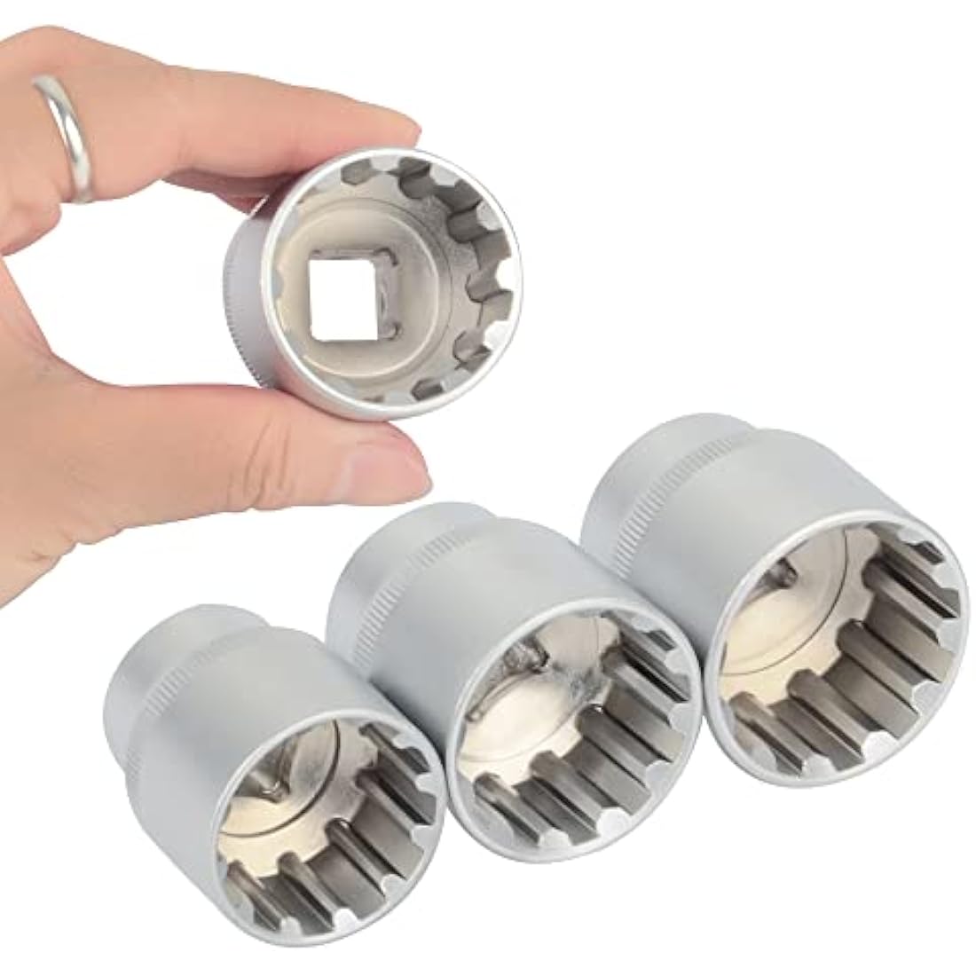 DAYUAN Spline Socket Set 1/2" Drive Universal Metric 8-32mm 12-Point Cr-V Socket Kit 19pcs