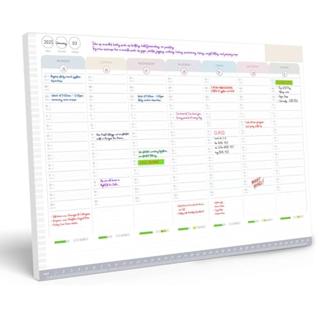 Weekly Planner Pad – To Do List Notepad Organiser – Day Planner with Sticky Notes, Desk Planner for Meal, Menu, Appointments, Schedule, Productivity and Habit Tracker – 40 Thick Sheets, 30x40cm