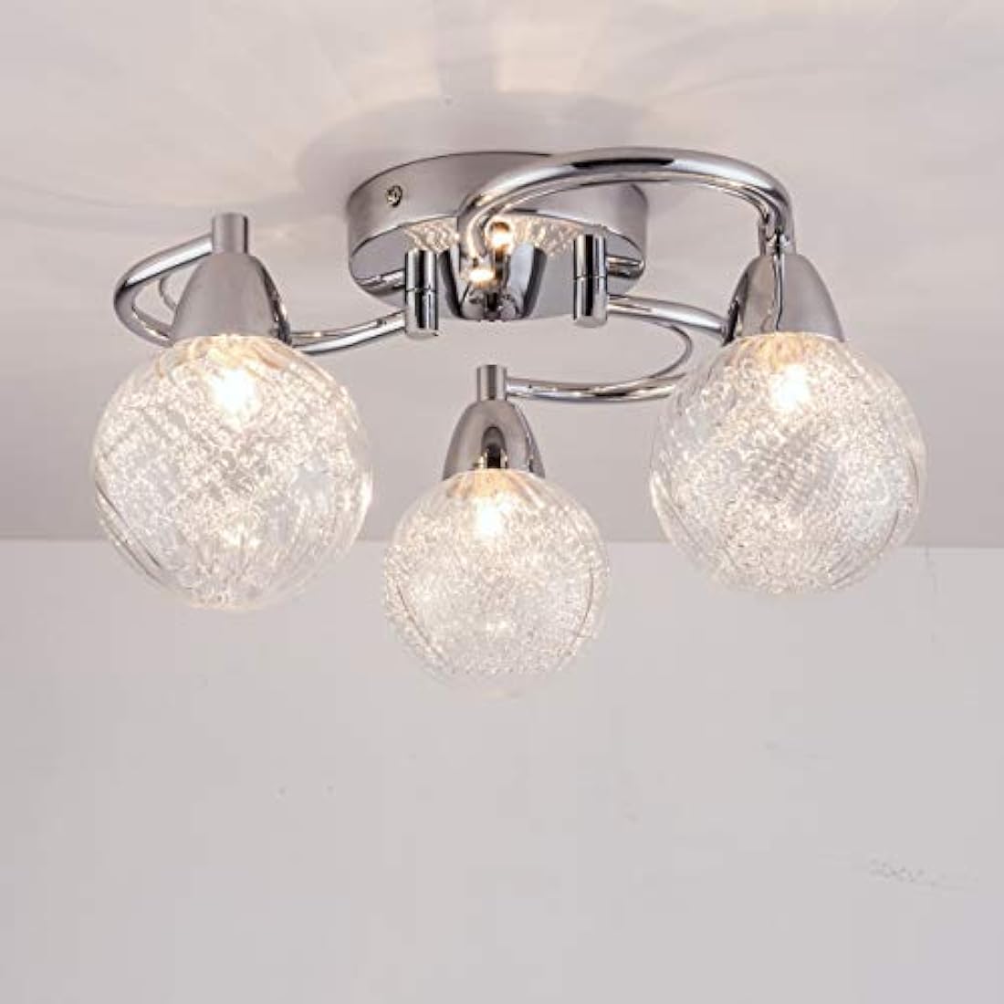 AUROLITE AL1034 BOLLA 3xG9 LED Semi Flush Ceiling Light, Polished Chrome Finish, 12W, Ideal for Living Room, Bedroom, Kitchen, and Hallway, Swirl, Natural White 4000K