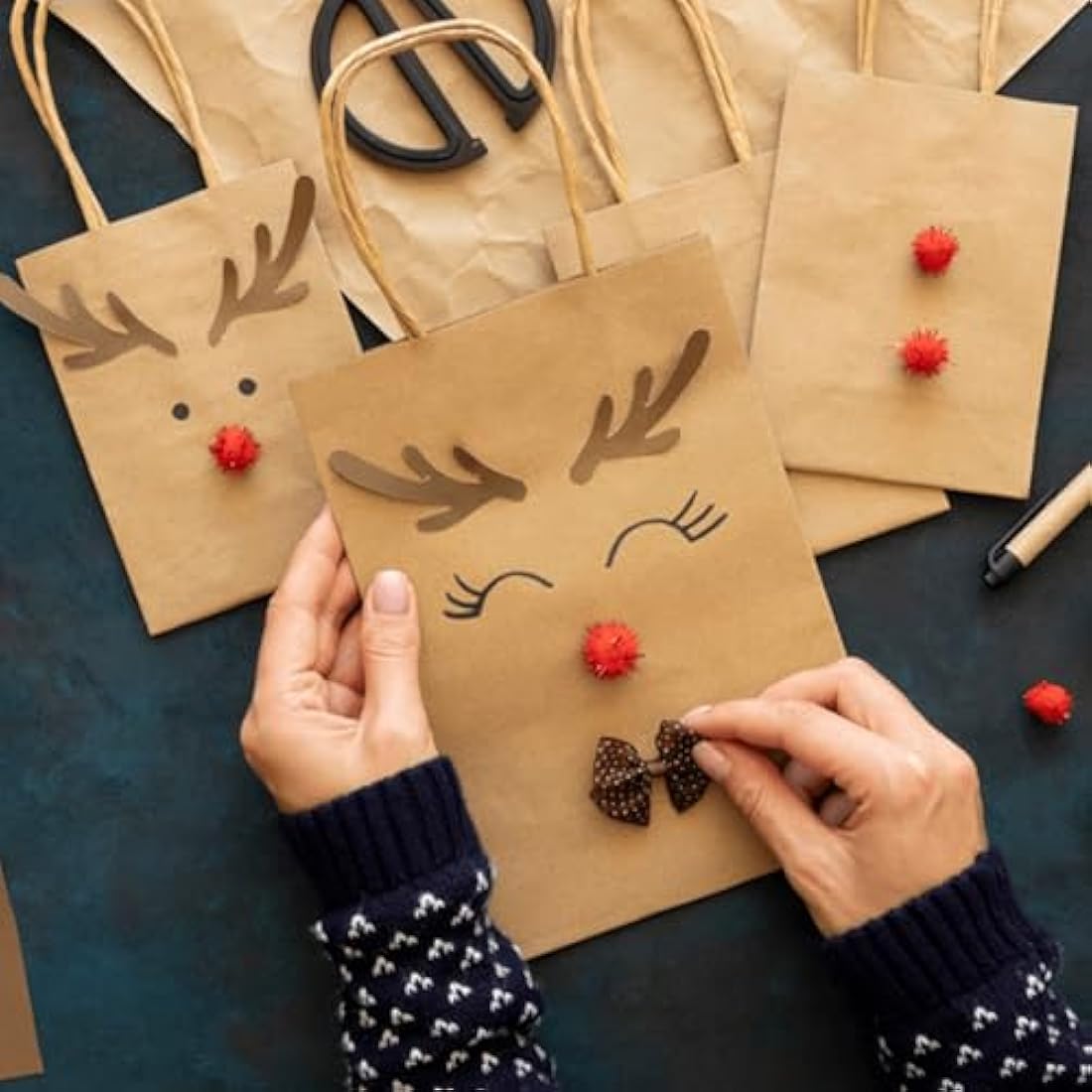 GIFTSAY 30pc Brown Paper Bags with Handles - 15x8x21cm Small Gift Bags for Wedding, Party Favors, Grocery, Retail & Birthday