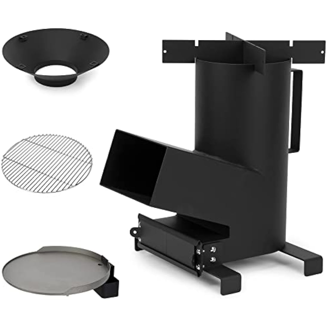 Onlyfire Outdoor Rocket Stove 3 in 1 Multifuctional Camping stove with Cooking grate and Griddle plate for Backpacking, Hiking, Cooking