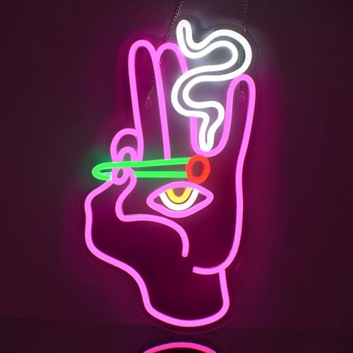 Looklight Evil Eye Neon Signs Hand Eye Neon Signs Pink White Led Neon Signs for Wall Decor, Hamsa Neon Sign, USB Eye Neon Light Signs for Bedroom Game Room Home Bar Pub Cafes Party Gift