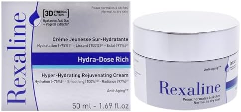 Rexaline - Hydra-Dose Rich - Hyper-Hydrating Rejuvenating Cream - Face moisturizer, anti wrinkle and anti aging cream with Hyaluronic Acid - Soothing and nourishing - Facial care - Dry skin - 50 ml