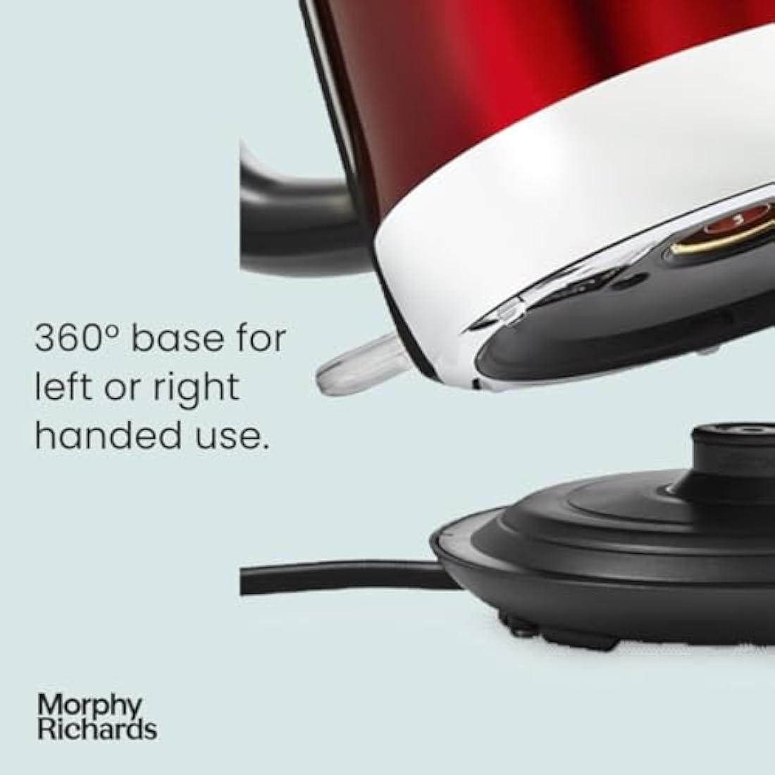 Morphy Richards Equip Kettle, 1.7L, 3Kw Rapid boil, Removeable Limescale Filter, Easy View Water Gauge, Stainless Steel Case, Red, 102785