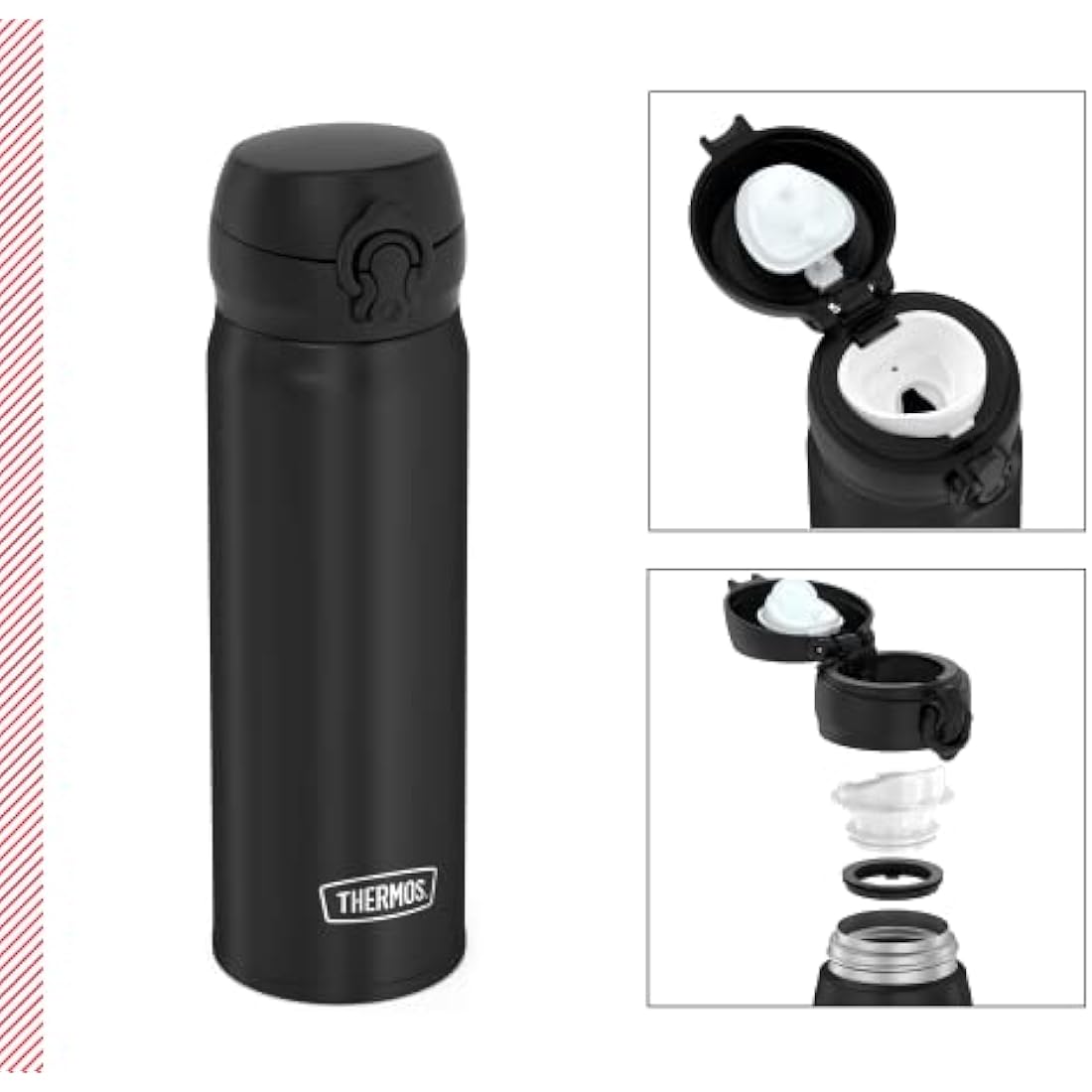 THERMOS 4035.232.050 Ultralight Thermos Flask, Black, 500 ml, Extremely Lightweight, 210 g, Drinking Bottle, Dishwasher Safe, Thermos Flask Keeps Hot for 10 Hours, Cold for 20 Hours, BPA-Free