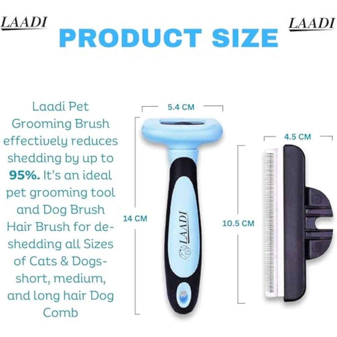 Laadi Deshedding Tool for Dogs and Cats - Reduces Shedding by Up to 95% in Less Than 10 Minutes—best Choice for Grooming and Deshedding Your Lovely Pets. Dog Cat Horse Rabbit Brush.