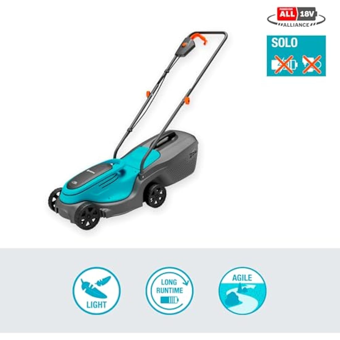 Gardena Battery Lawnmower PowerMax 30/18V P4A without battery: 30 cm cutting width, 35–65 mm cutting height, 25 l catcher capacity, ergonomic handle, foldable frame, brushless motor (14630-55)