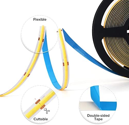 BTF-LIGHTING FCOB Flexible High Density LED Strip 1M 528LEDs/M Natural White 14W/M 24V 10mm Dimmable Malleable FOB COB LED Light Tape for Bedroom Kitchen Home Interior Decoration(Only Strip)