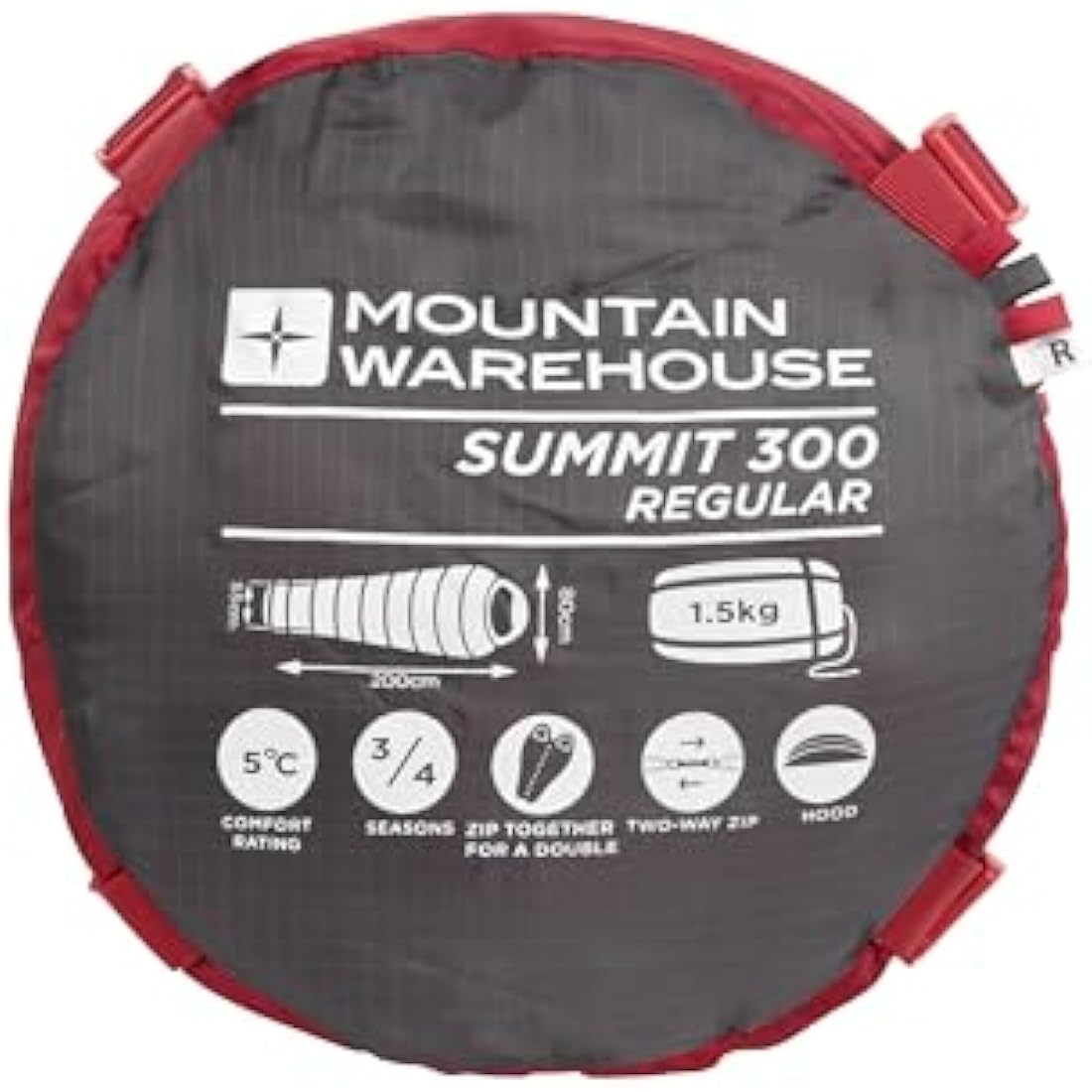 Mountain Warehouse Summit 300 Sleeping Bag - 3/4 Season, Insulated Mummy Shaped Bag - Best for Spring Summer, Camping, Trekking