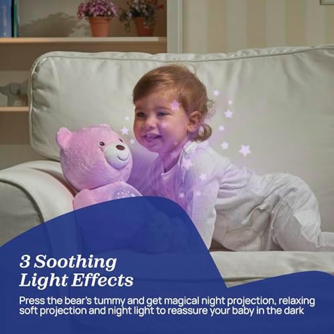 Chicco First Dreams Teddy Bear with Night Light, Pink | Projects Stars, Lighting Effects, Relaxing Music, Calming for Baby