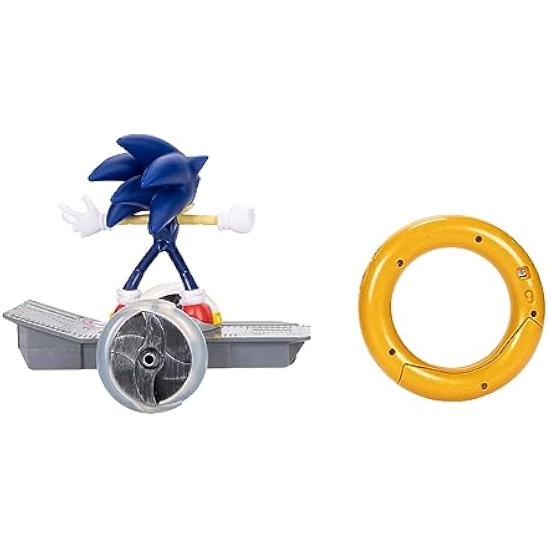 Sonic the Hedgehog Speed RC Vehicle, Includes 6” / 15cm Articulated Sonic Figure, RC Skateboard and Golden Ring Controller To Perform Tricks and Spins, Wheels Light Up With Turbo Mode