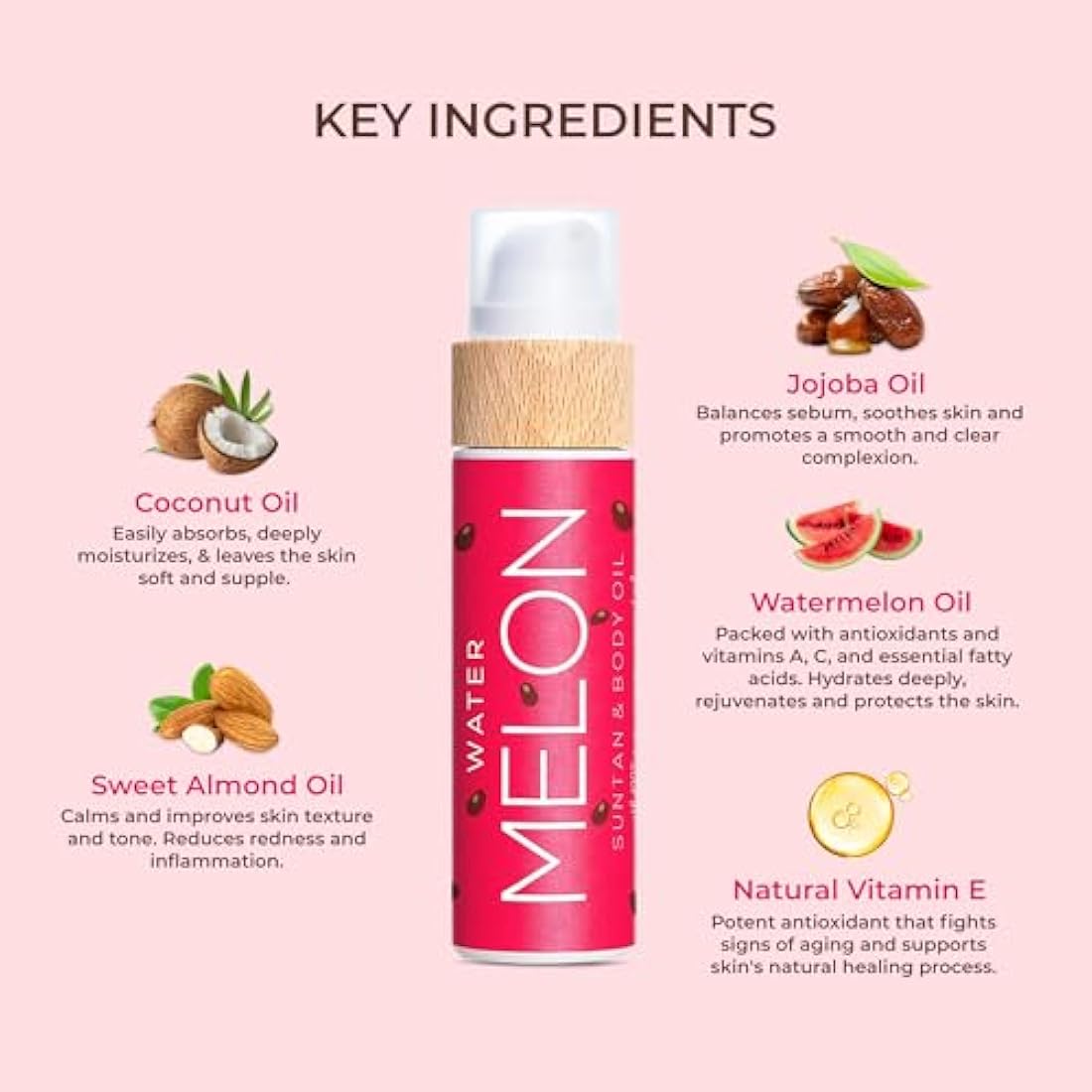 COCOSOLIS WATERMELON tanning accelerator - organic oil with vitamin E & watermelon scent for a quick, intensive tan - enhancer for a deep tan - nourishing tanning bed oi