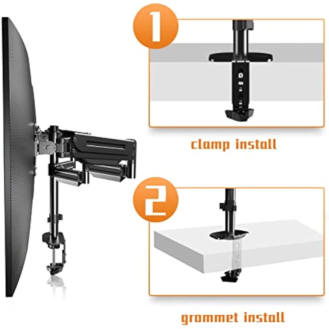 Triple Monitor Mount Stand for 3 Monitors, Adjustable Gas Spring Monitor Arm Desk Mount with Tilt Swivel Rotation for Three 17-27 inch Screens up to 6kg Each, 2 Install Options (MD8003)