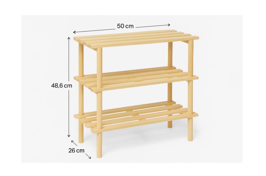 AKSHIDE Wooden ShoeStorage Rack, ShoeStorage Organiser, Shoe Shelf for Hallway, Wooden Storage Rack,Slatted Design, Entryway Organiser