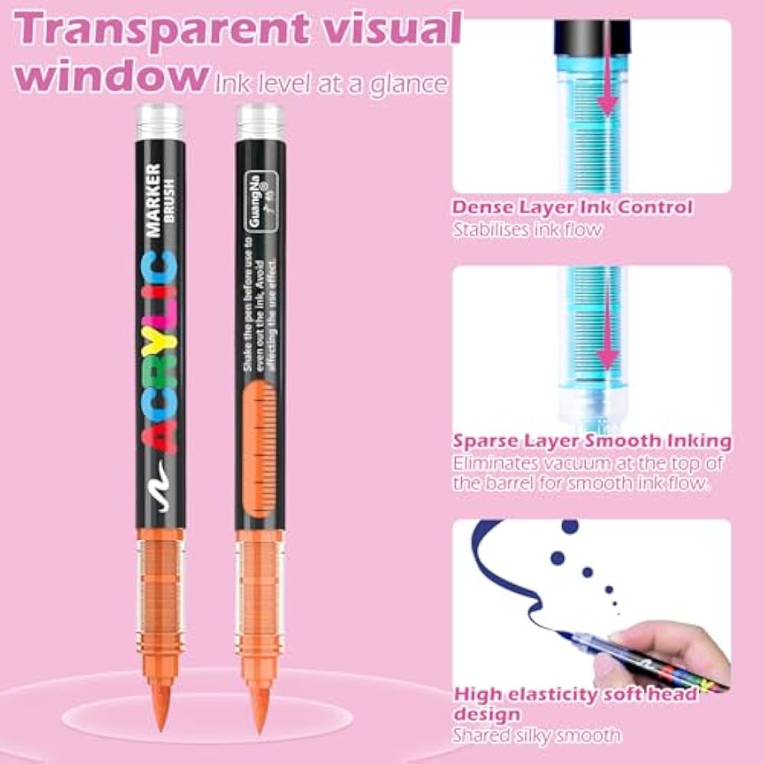 VAKKI 60 Color Acrylic Paint Pens, Acrylic Brush Markers, Paint Pens For Colouring, Stone, Calligraphy, Wood, Canvas, Glass, Ceramics