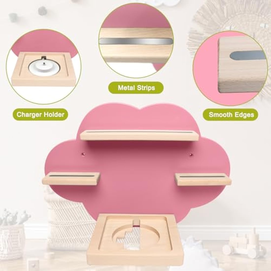 OPERMAXER Tonie Shelf Cloud for 30-35 Figures, Set of 3 Tonies Shelves for Toniebox & Tonies Audio Figures, Boys and Girls | Perfect Tonie Storage in the Children's Room (Pink)