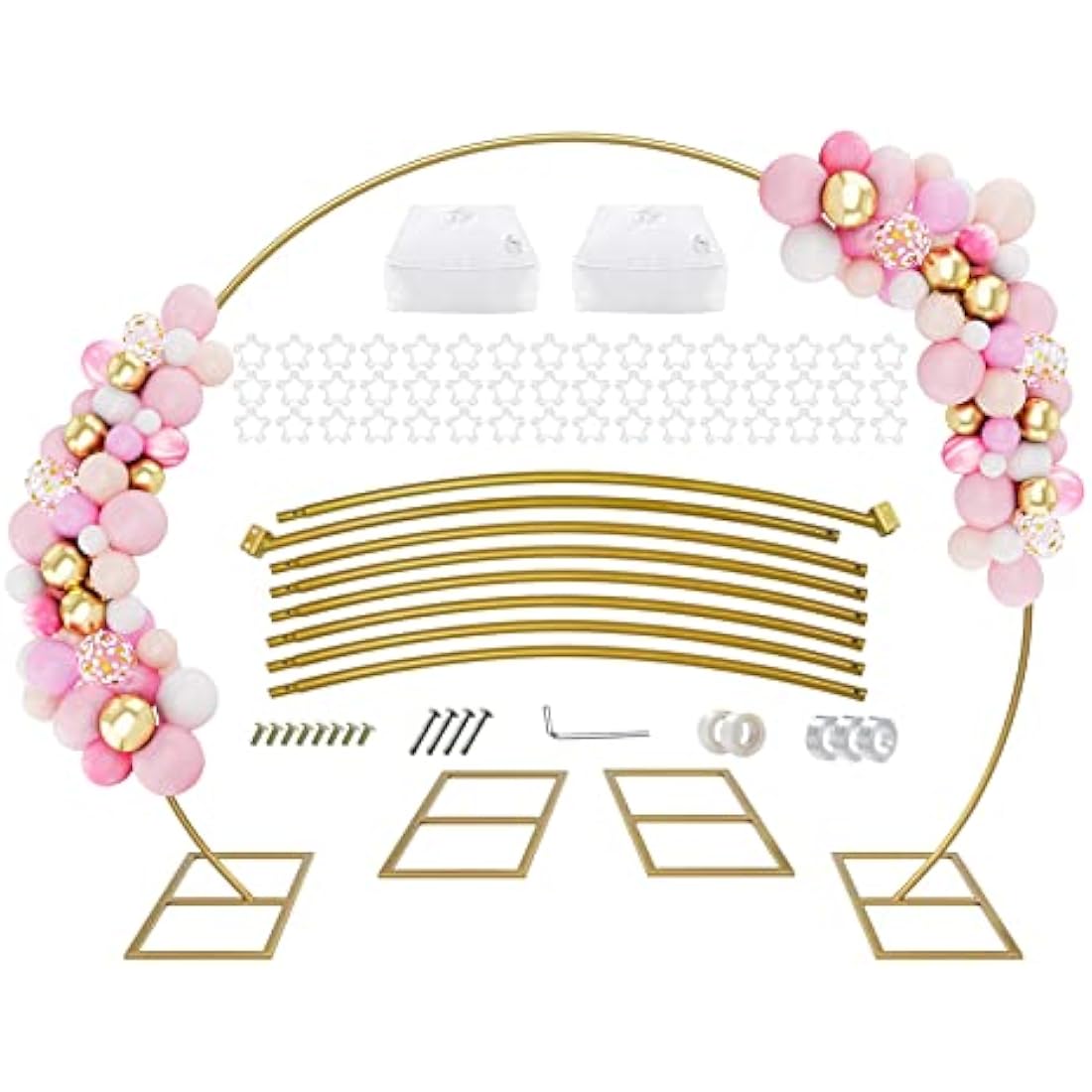 PILIN Balloon Arch Kit Metal Balloon Arch Stand Semicircular Arch for Birthday, Party,Wedding Decoration 2.7M GOLD