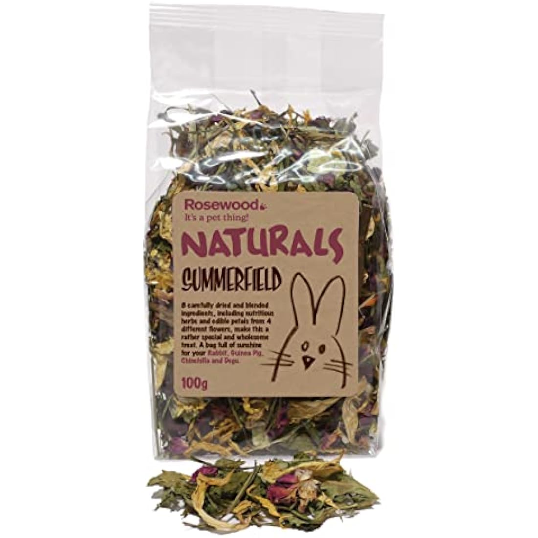 Rosewood Naturals Summerfield Salad, Small Animal Treat for Rabbits, Guinea Pigs, Chinchillas, Degus, Hamster and Gerbils, 100g