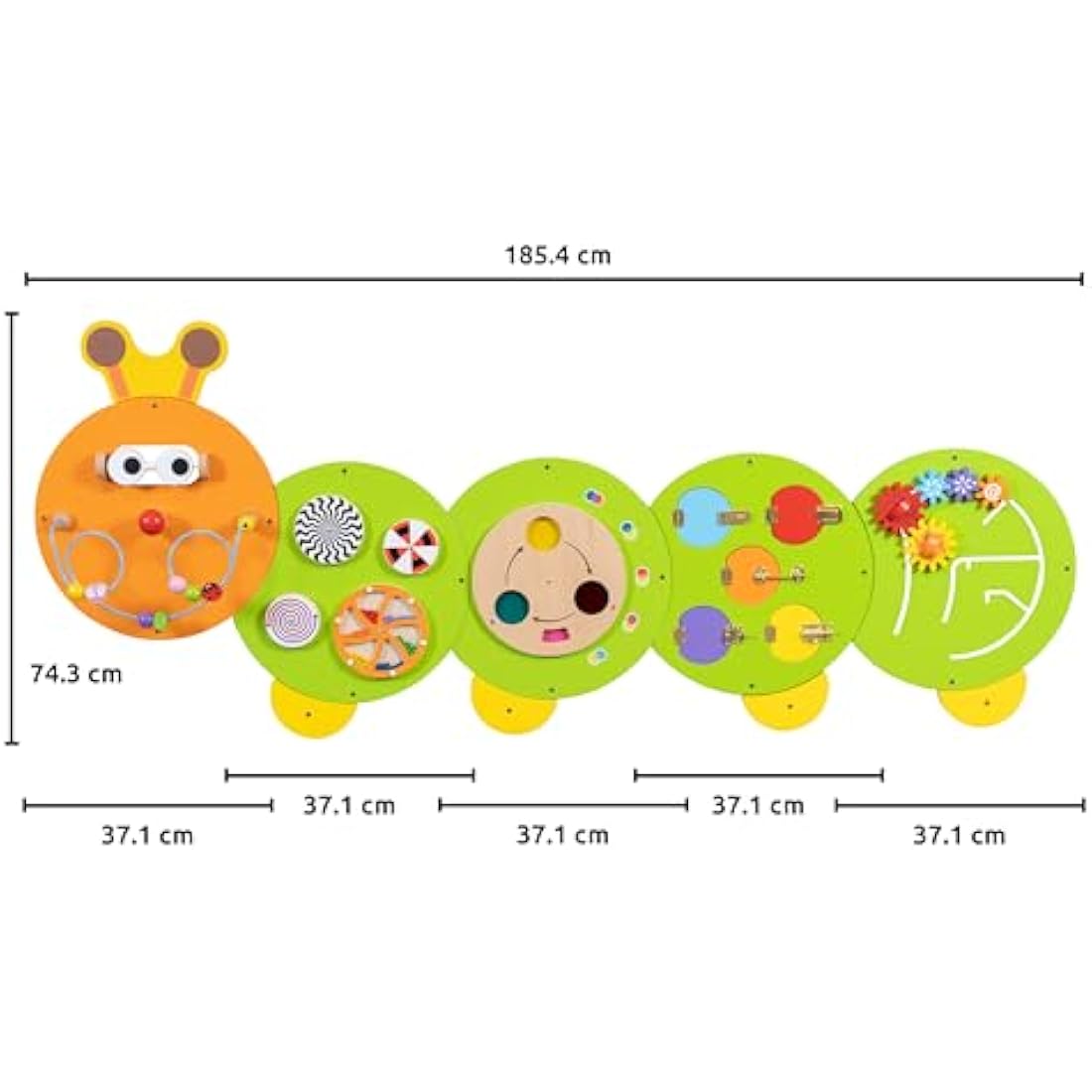 SPARK & WOW Caterpillar Activity Wall Panels | Ages 18m+ | Montessori Sensory Wall Toy | 6 Activities | Busy Board | Toddler Room Decor