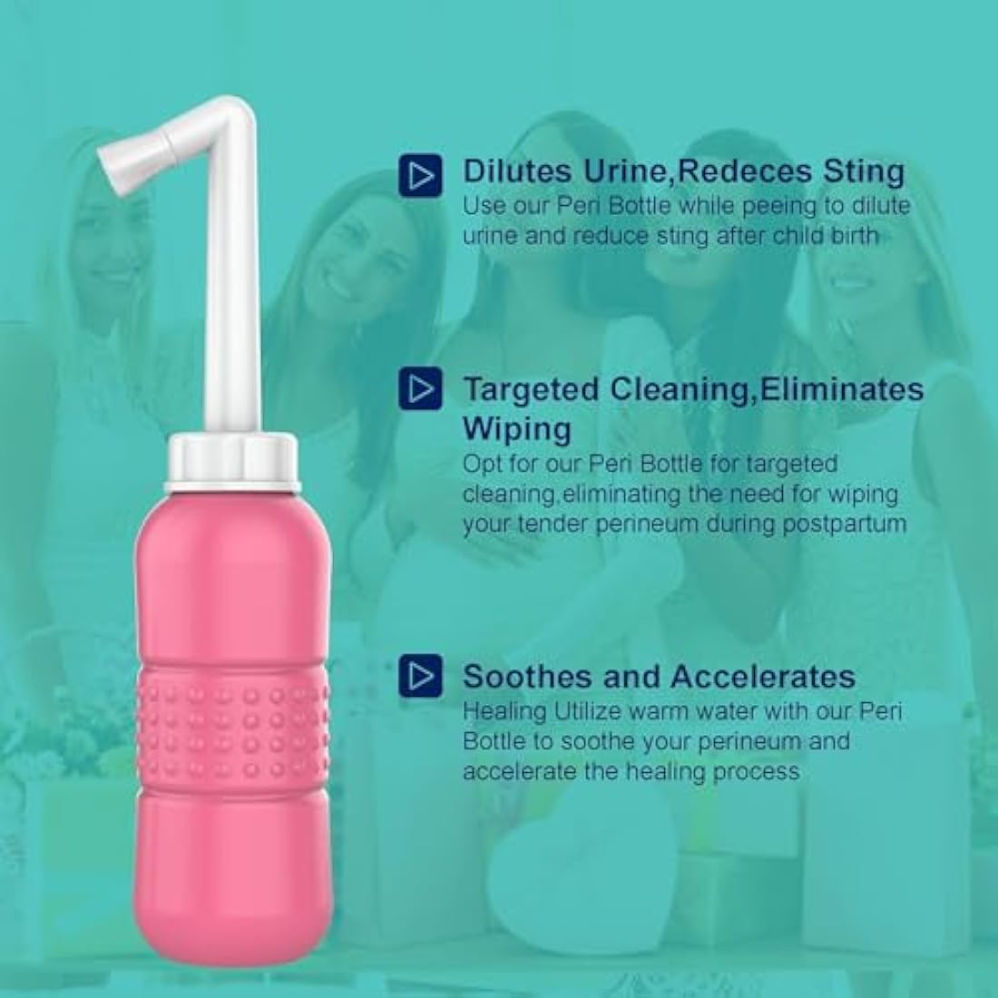 Pink Portable Bidet for Toilet 450ml Travel Bidet Bottle, Perineal Bottle for Postpartum Hemorrhoids Healing, Maternity Kit Essentials,Intimate Wash for Women with Water Seal Cap Storage Bag