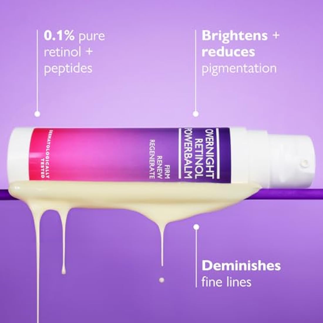 SKINICIAN Ageless Overnight Retinol Powerbalm - Anti-Ageing Retinoid Face Serum - Peptide Moisturiser to Reduce Fine Lines & Skin Pigmentation - Evening Skincare - Vegan & Cruelty Free (50ml)