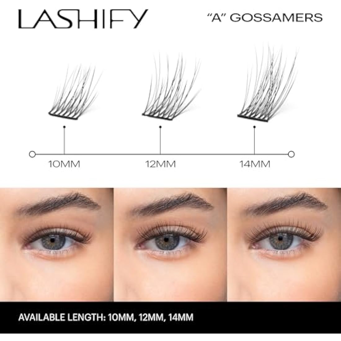 Lashify Amplify 10mm Gossamer DIY Eyelash Extensions Refill, Black, Easy False Eyelashes for a Natural Look