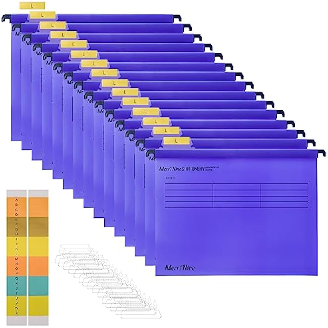 Suspension Files, MerryNine 15PCS Polypropylene Filing Cabinet Suspension Files with Tabs and Card Inserts for School Home Work Office Organization **Check Size Before Ordering ** (Purple, A4)