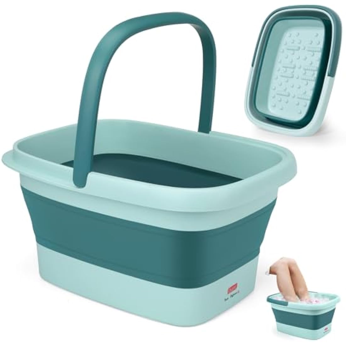 DEANIC Foot Spa, Foot Bath with Massager, Collapsible Pedicure Bowl with Carry Handle, Footspa for Women and Men, Foot Soak Bowl (Blue)