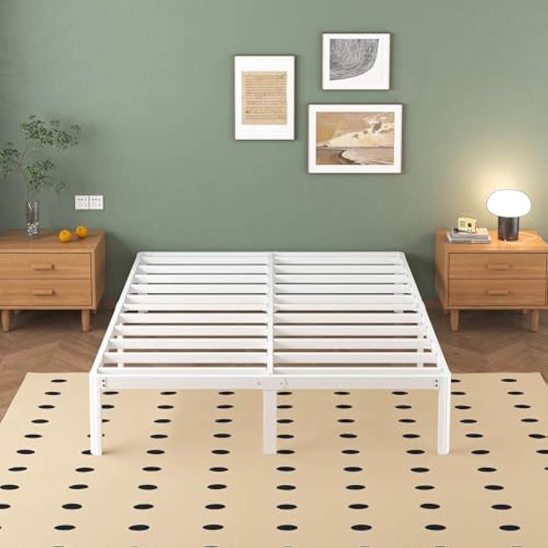 Lutown-Teen White Small Double Bed Frame 4ft with Rounded Corner Legs, Heavy Duty Metal Bed Frame Small Double, Small Double Beds 36 cm High, Noise Free, Easy Assembly