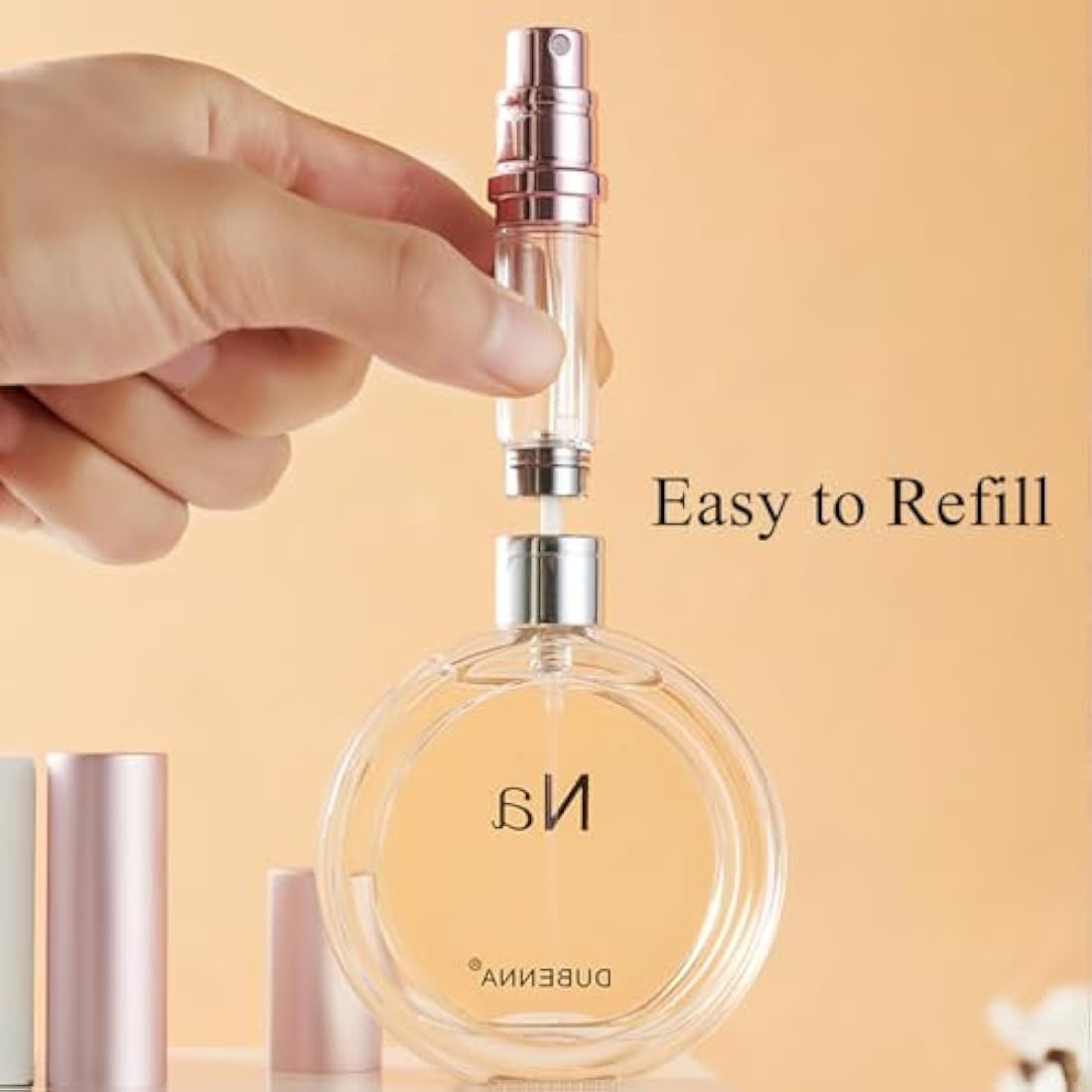 Aurdox Perfume Atomiser Refillable, Portable mini Perfume Spray Bottles Empty Spray, Dispensers, Atomizers with Bottom Pump for Travel, Leak-proof, 5ml/Pastel Violet