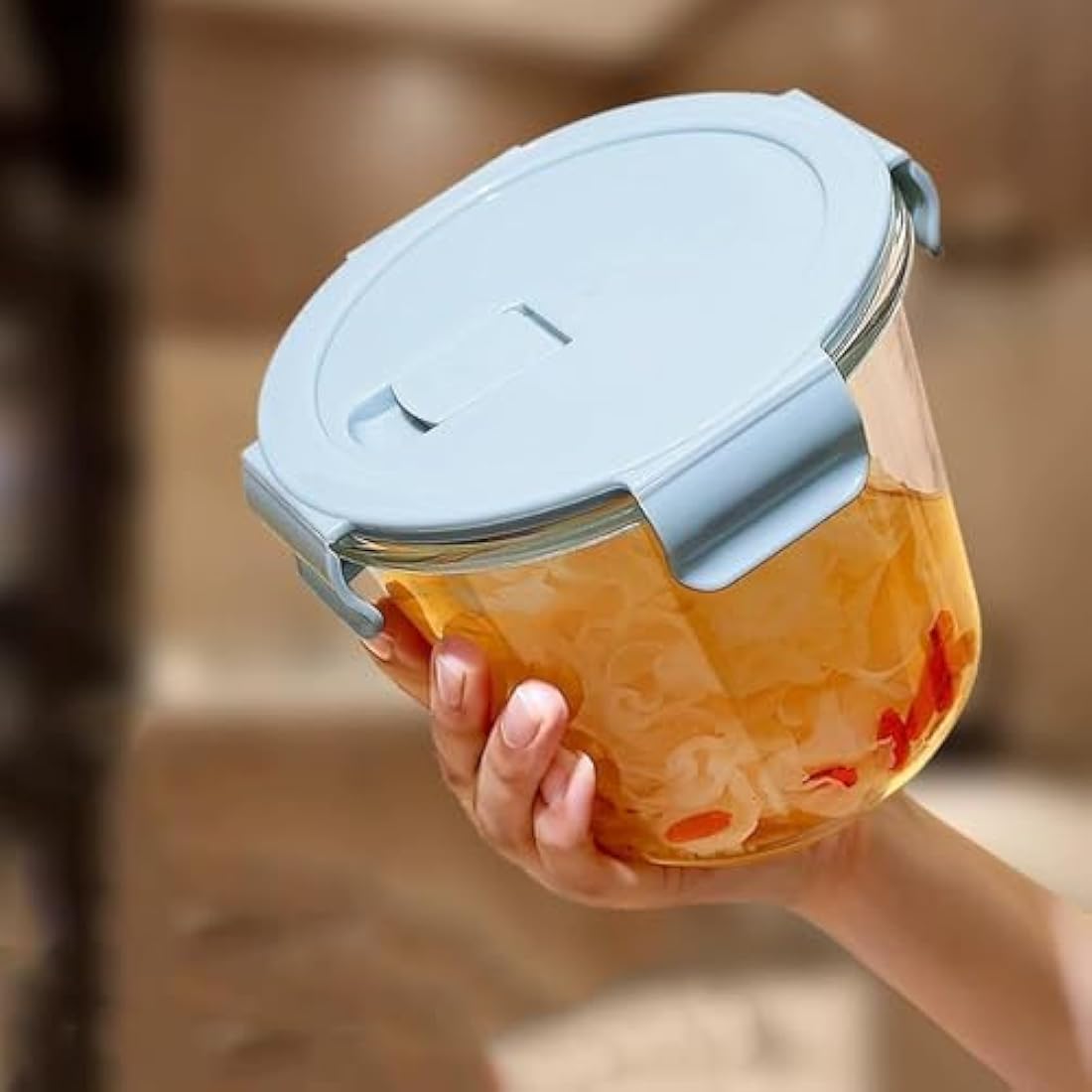 S.ROKE TTAN 710ML Round Glass Soup Storage Containers With Lids, Glass Food Containers With Lids, Round Food Containers for Soup, Lunch, Salad, Leftovers, BPA Free，Freezer， Oven，Dishwasher Safe (4)