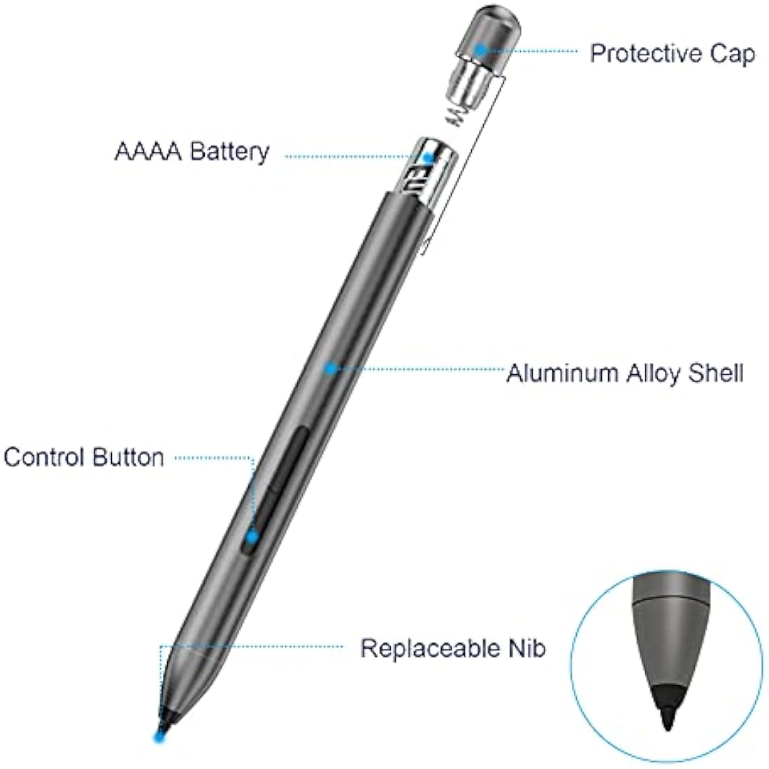 Stylus Pen for HP Envy x360 15-bp0, X2 12-e0xx,X2 12g0xx; HP Spectre x360 13-ae013dX, Pavilion x360 11m-ad0 14M, 2 interchangeable tip Check Compatible List Before Purchase