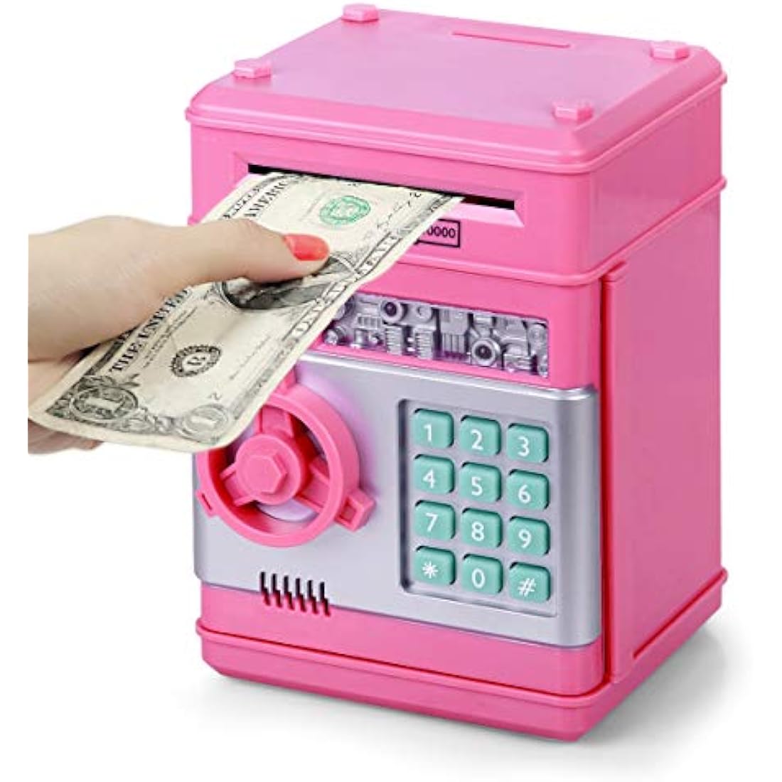 Thedttoy ATM Money Box for Kids Age 3-12, Electronic Money Bank Safe Piggy Bank for Girls Boys, Password Money Safe Savings Money Box for Girls Kids, Best Gift For Birthday Children's Day (Pink)