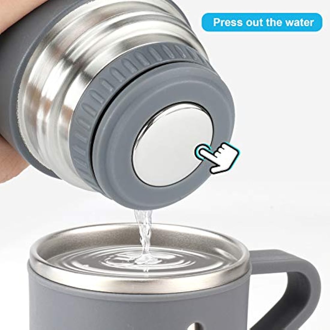 Vacuum Insulated Flask 500ml/16.9oz Stainless Steel Thermo Bottle with Cup for Coffee Water Hot and Cold Drink Flasks.(Gray,Single)