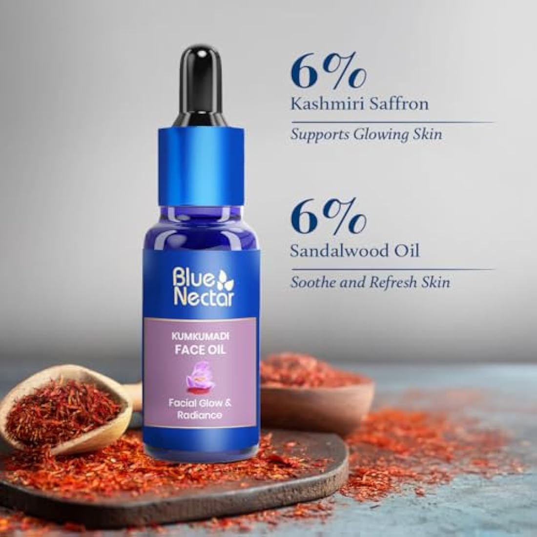 Blue Nectar Kumkumadi Oil for Face for Aging Skin | Ayurvedic Saffron Face Cleansing Oil | Authentic Kumkumadi Tailam Saffron Serum for Women & Men (30ml, 26 Herbs)