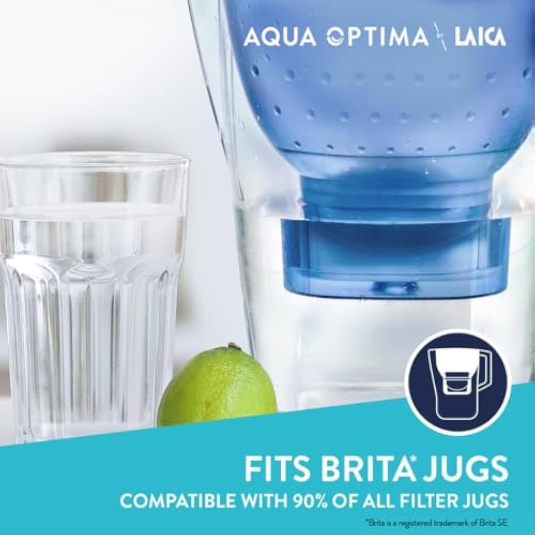 Aqua Optima Evolve+ Water Filter Cartridges 6 Pack - Fits Brita Jugs & Alternative for Maxtra Filters* - Reduces Limescale, Chlorine and Other Impurities - by LAICA (Packaging May Vary)