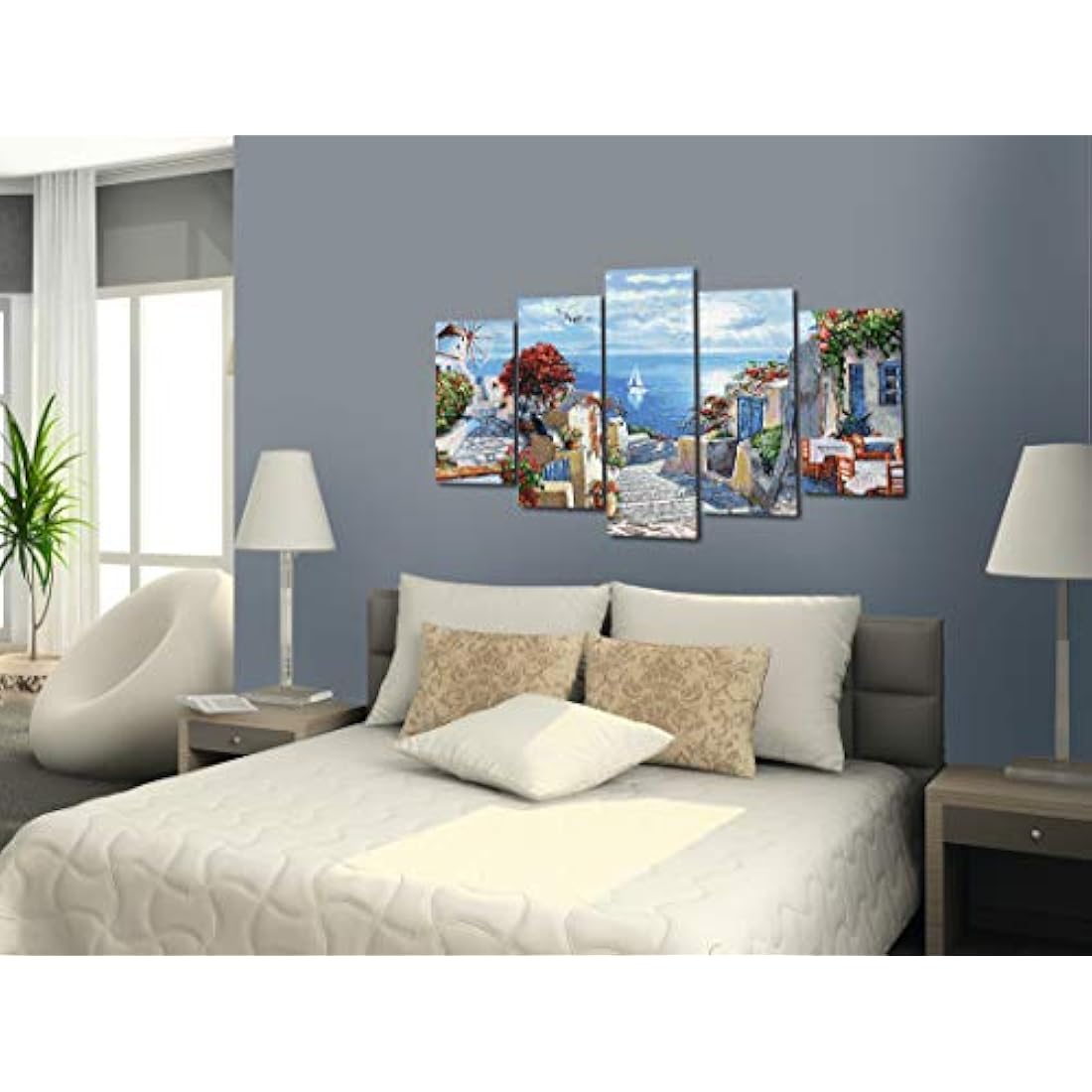 Schipper Mykonos 609450797 Painting by Numbers for Adults, Includes Brush and Acrylic Paints, 5 Pictures, Master Class Polyptych Professional Edition, 132 x 72 cm